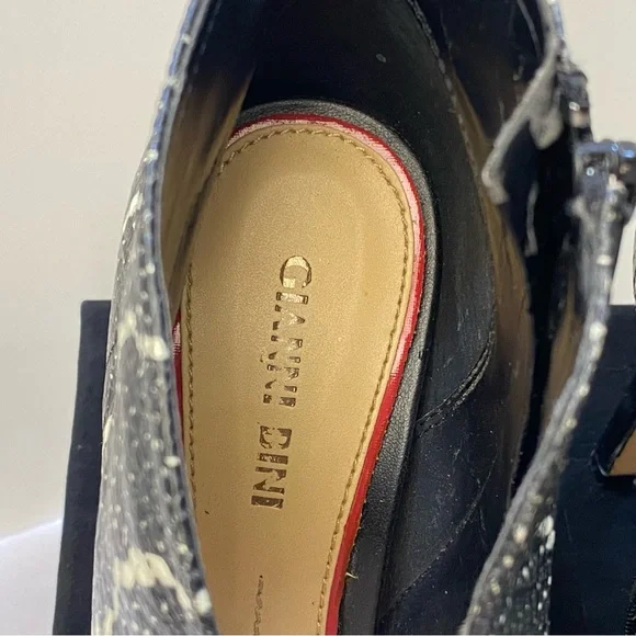 Gianni Bini Snakeskin Leather Peep Toe Ankle Bootie Stiletto Heel 7 - Picture 8 of 15